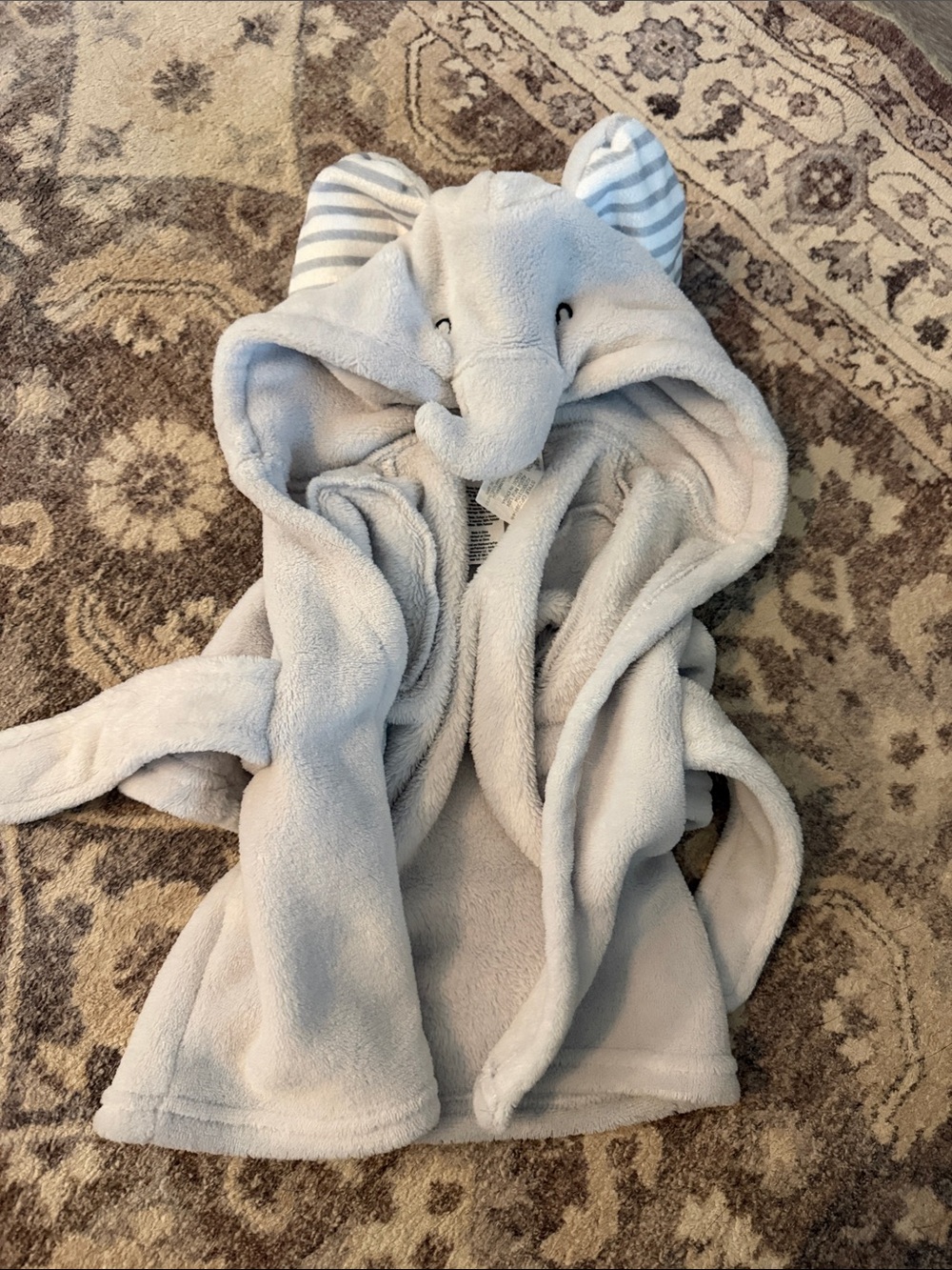 Gerber Light Gray Elephant Hooded Kids Robe